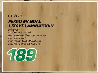 Coop Byggmix PERGO MANDAL 1-STAVS LAMINATGULV tilbud