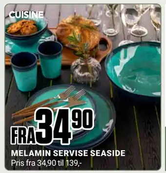 Europris MELAMIN SERVISE SEASIDE tilbud