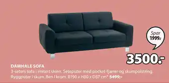 JYSK DAMHALE SOFA tilbud