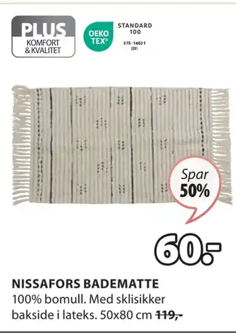 JYSK NISSAFORS BADEMATTE tilbud