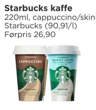 Meny Starbucks kaffe tilbud