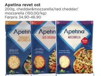 Meny Apetina revet ost tilbud