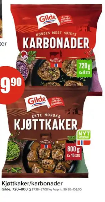 Spar Kjøttkaker/karbonader Gilde tilbud