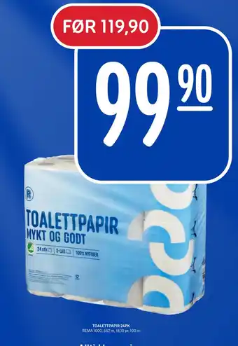 Rema 1000 TOALETTPAPIR 24PK tilbud