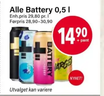 Nærbutikken Alle Battery 0,5 l. tilbud