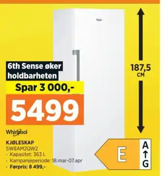 POWER KJØLESKAP SW8AM2QW2 tilbud