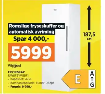 POWER FRYSESKAP UW8F2YWBIF1 tilbud