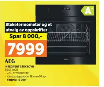 POWER INTEGRERT STEKEOVN BBS6402B tilbud