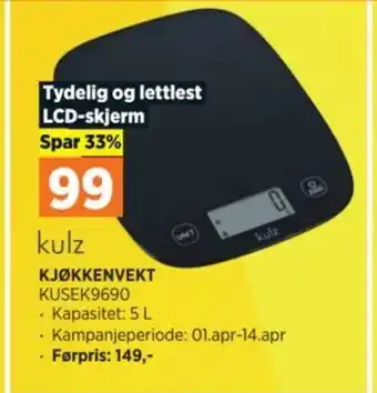 POWER KJØKKENVEKT KUSEK9690 tilbud