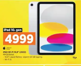 POWER IPAD WI-FI 10,9" (2022) MPQ03KNA tilbud