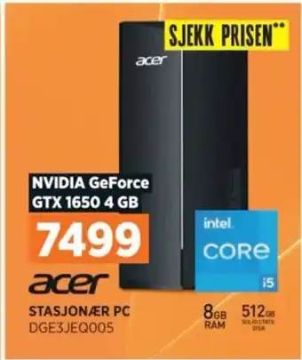 POWER STASJONÆR PC DGE3JEQ005 tilbud