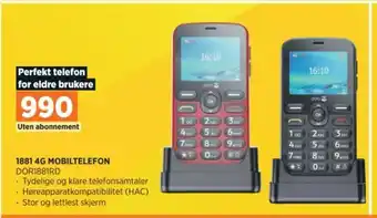 POWER 1881 4G MOBILTELEFON DOR1881RD tilbud