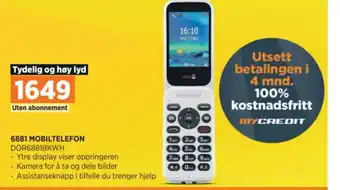 POWER 6881 MOBILTELEFON DOR6881BKWH tilbud