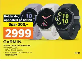 POWER VIVOACTIVE 5 SMARTKLOKKE VIVOA5OLEDBK tilbud