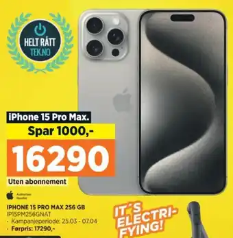 POWER IPHONE 15 PRO MAX 256 GB IP15PM256GNAT tilbud