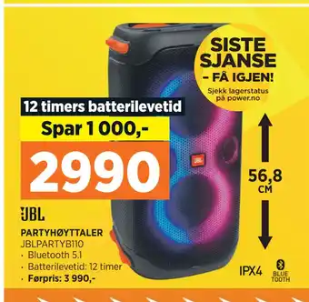 POWER PARTYHØYTTALER tilbud