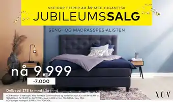 Skeidar XOV Komfort 5 mørk grå, XOV Komfort 5 overmadrass og sorte ben tilbud