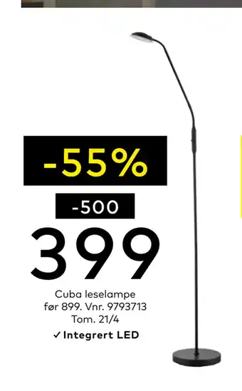 Skeidar Cuba leselampe tilbud