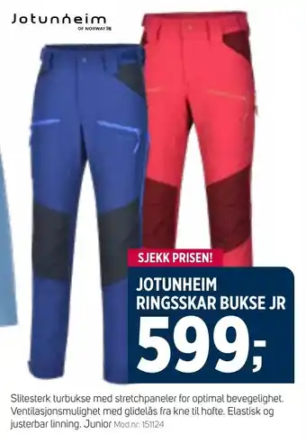 Sport 1 JOTUNHEIM RINGSSKAR BUKSE JR tilbud