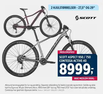 Sport 1 SCOTT ASPECT 950/750 CONTESSA ACTIVE 40 tilbud