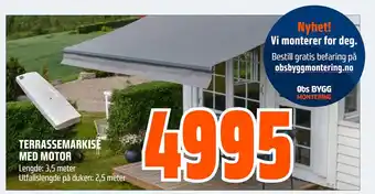 Obs Bygg TERRASSEMARKISE MED MOTOR tilbud
