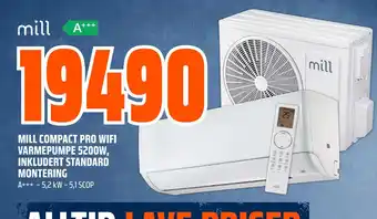 Obs Bygg MILL COMPACT PRO WIFI VARMEPUMPE 5200W, INKLUDERT STANDARD MONTERING tilbud