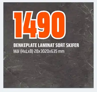 Obs Bygg BENKEPLATE LAMINAT SORT SKIFER tilbud