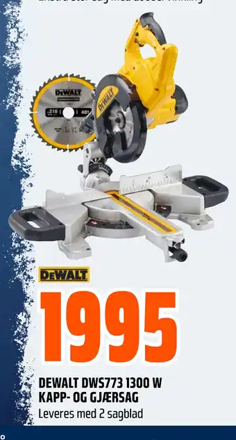 Obs Bygg DEWALT DWS773 1300 W KAPP- OG GJÆRSAG tilbud