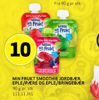 Bunnpris MIN FRUKT SMOOTHIE JORDBÆR, EPLE/PÆRE OG EPLE/BRINGEBÆR tilbud