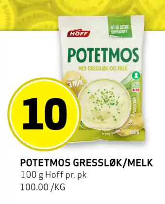 Bunnpris POTETMOS GRESSLØK/MELK tilbud
