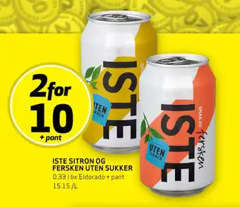 Bunnpris ISTE Sitron og Fersken Uten Sukker tilbud