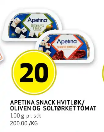Bunnpris Apetina Snack Hvitløk/Oliven og Soltørket Tomat tilbud