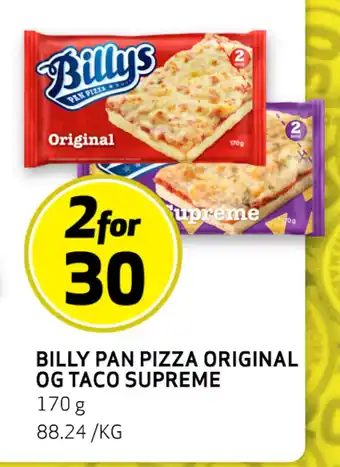 Bunnpris BILLY PAN PIZZA ORIGINAL OG TACO SUPREME tilbud