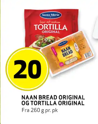 Bunnpris Naan Bread Original og Tortilla Original tilbud