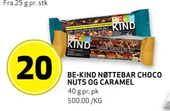 Bunnpris BE-KIND NØTTEBAR CHOCO NUTS OG CARAMEL tilbud