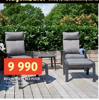 Montér RECLINER SETT MED PUTER tilbud