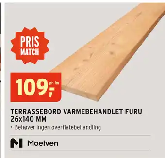 Montér TERRASSEBORD VARMEBEHANDLET FURU 26x140 MM tilbud