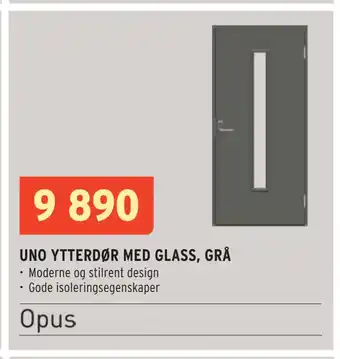 UNO YTTERDØR MED GLASS, GRÅ