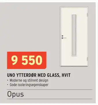 Montér UNO YTTERDØR MED GLASS, HVIT tilbud