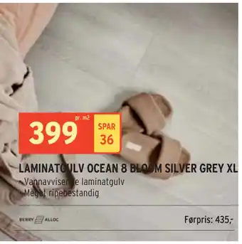 Montér LAMINATGULV OCEAN 8 BLOOM SILVER GREY XL tilbud