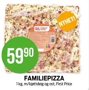 Kiwi First price familiepizza med kjøttdeig og ost tilbud