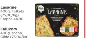 Meny Folkets lasagne tilbud