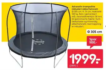 Rusta Adrenalin trampoline inkludert sikkerhetsnett tilbud