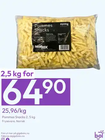 Gigaboks Pommes Snacks 2, 5 kg tilbud