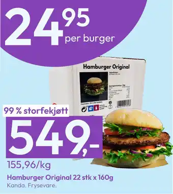 Gigaboks Hamburger Original 22 stk x 160g tilbud