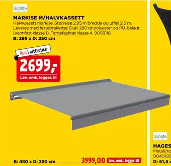 jem & fix MARKISE M/HALVKASSETT tilbud