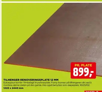 jem & fix TILHENGER RENOVERINGSPLATE 12 MM tilbud