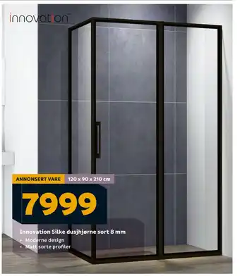 Megaflis Innovation Silke dusjhjørne sort 8 mm tilbud