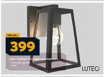 Megaflis Lutec Tradition Fia vegglampe matt sort tilbud