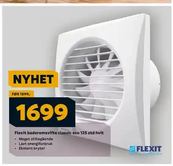 Megaflis Flexit baderomsvifte classic eco 125 std hvit tilbud